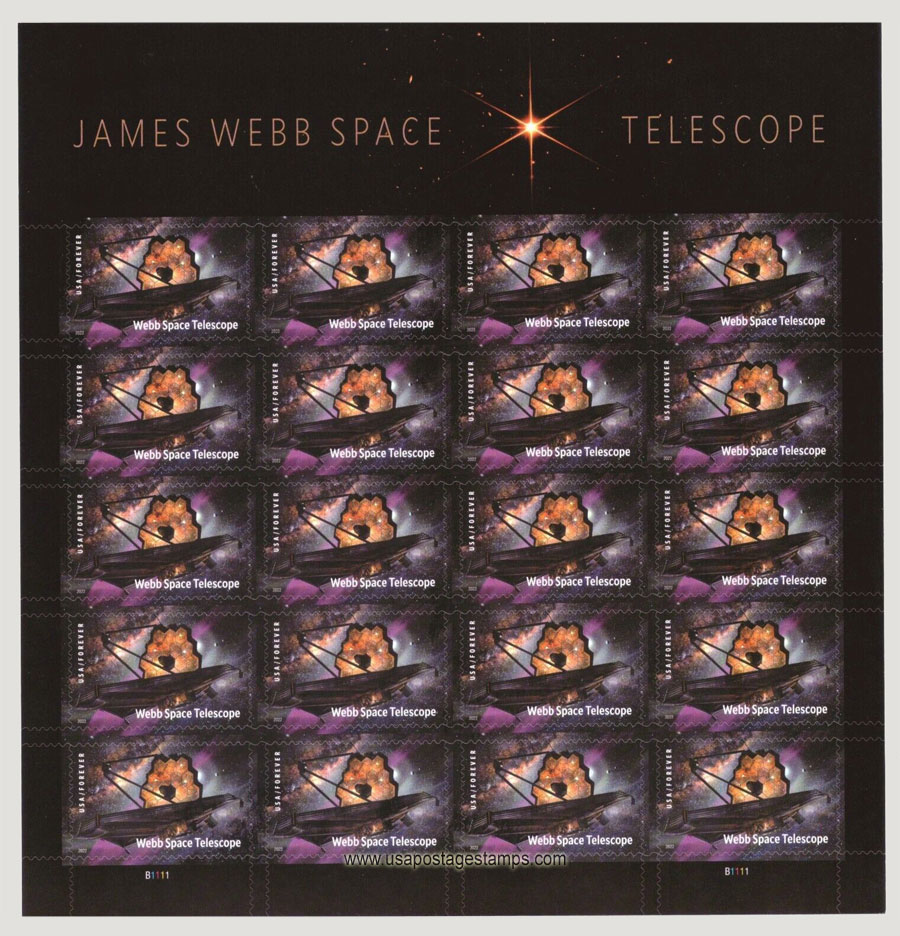 US 2022 Webb Space Telescope ; Full Sheet 60c.x20 Scott. 5720MS