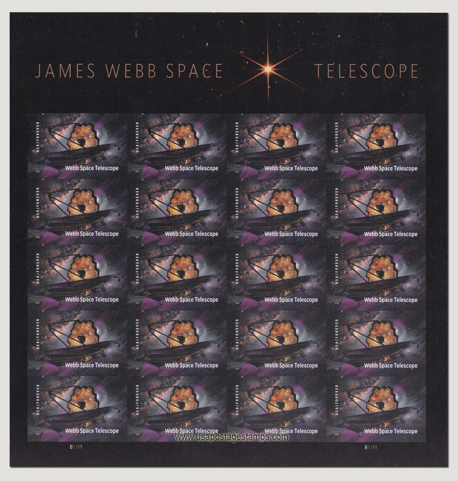 US 2022 Webb Space Telescope ; Imperf. Full Sheet 60c.x20 Scott. 5720aMS
