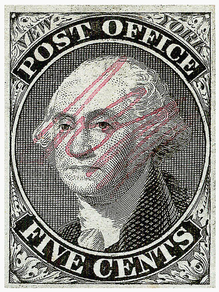 US 1845 Postmasters' Provisional Stamp 5c. New York, N.Y. 9X2