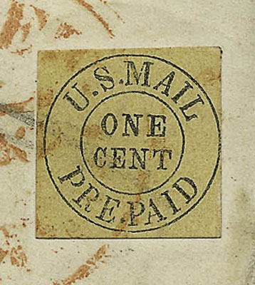 US 1849 Carriers' Stamp 1c. New York, N.Y. Scott. 6LB10