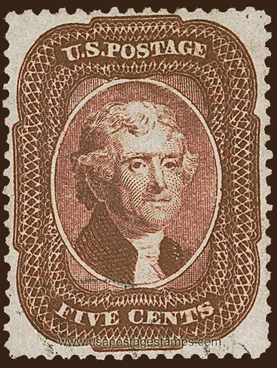 US 1857 Thomas Jefferson (1743-1826) 5c. Scott. 28b