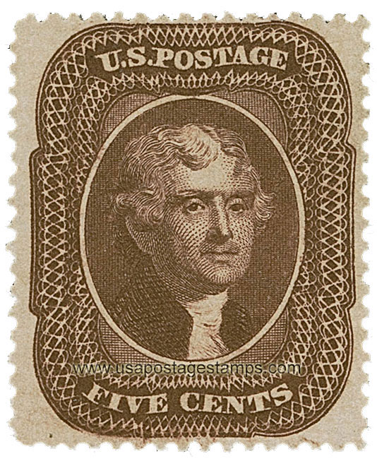 US 1860 Thomas Jefferson (1743-1826) 5c. Scott. 30A