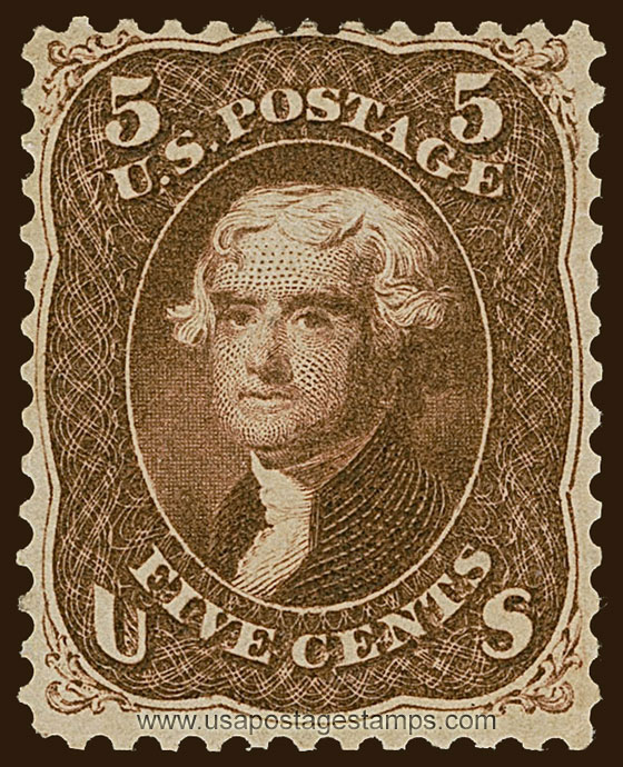 US 1861 Thomas Jefferson (1743-1826) 5c. Scott. 75