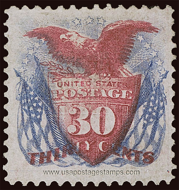 US 1869 Eagle, Shield and Flags 30c. Scott. 121