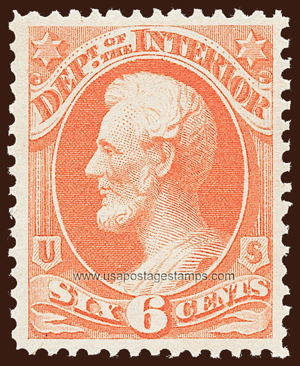 US 1873 Abraham Lincoln (1809-1865) 6c. Official Scott. O18