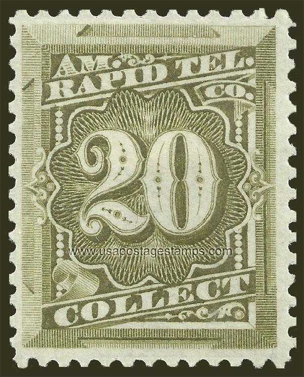 US 1881 American Rapid Telegraph Co. - Collect 20c. Scott. 1T12