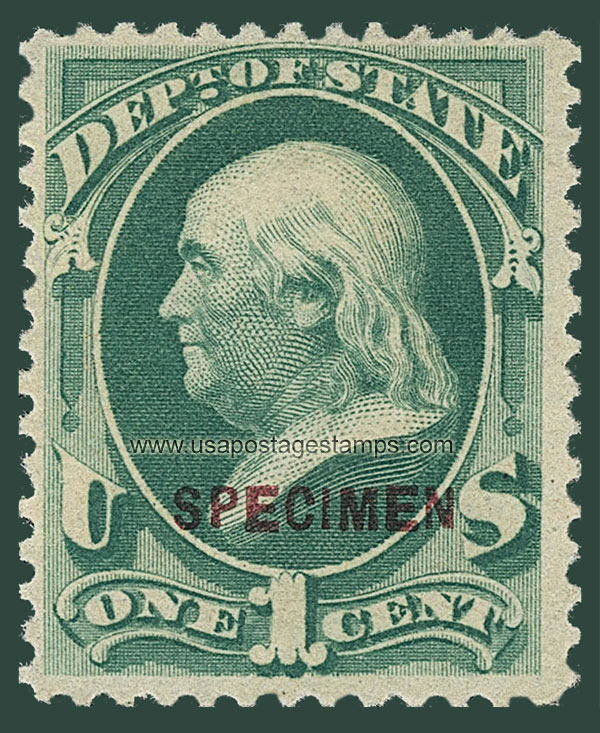 US 1881 Benjamin Franklin (1706-1790) Dept Of State 1c. Official OVPT. Scott. O57xS