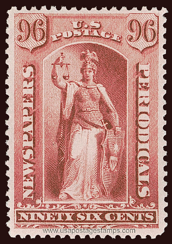 US 1885 Justice 96c. Scott. PR89 Newspaper Stamp