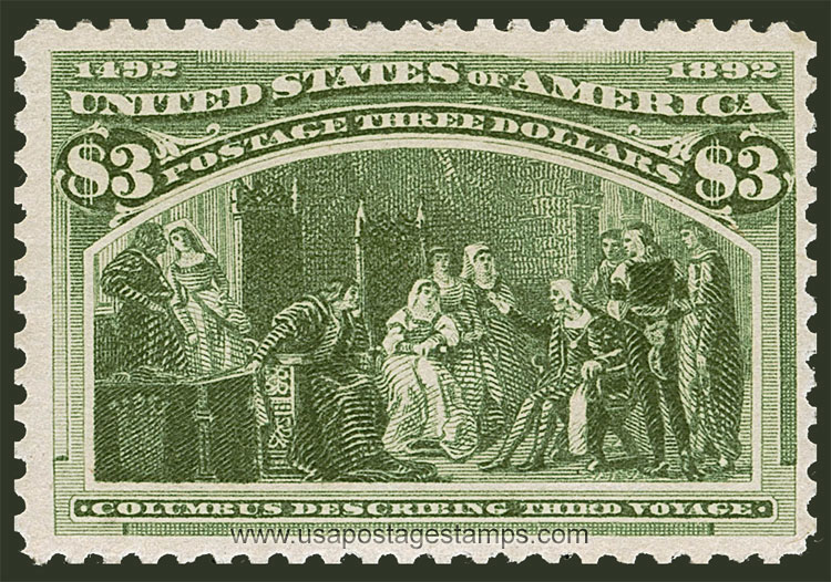 US 1893 Columbian Exposition 'Columbus Describing His Third Voyage' $3 Scott. 243