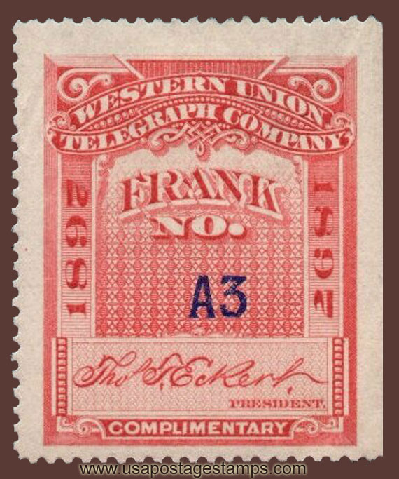 US 1897 Western Union Telegraph Company 'Frank' 0c. Scott. 16T27