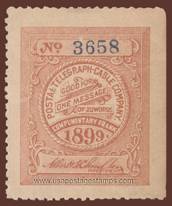 US 1899 Postal Telegraph-Cable Company 'Frank' 0c. Scott. 15T19