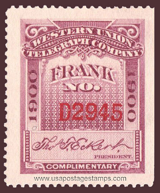 US 1900 Western Union Telegraph Company 'Frank' 0c. Scott. 16T30