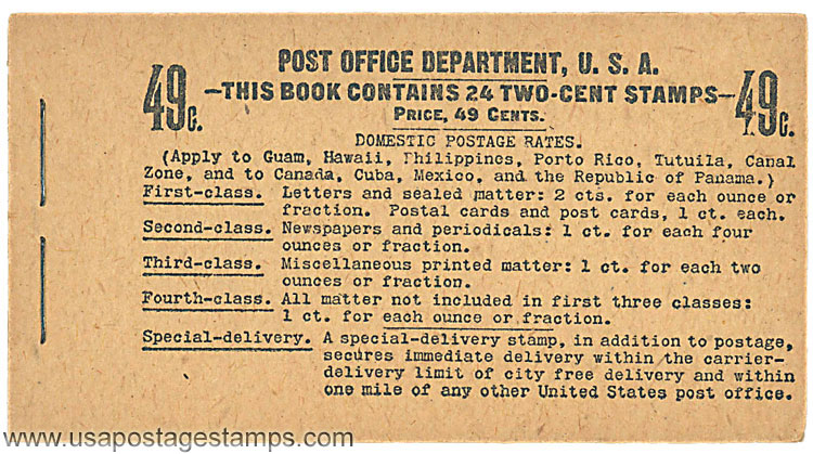 US 1903 George Washington (1732-1799) 49c. Unexploded Booklet Scott. BK15