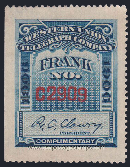 US 1906 Western Union Telegraph Company 'Frank' 0c. Scott. 16T37