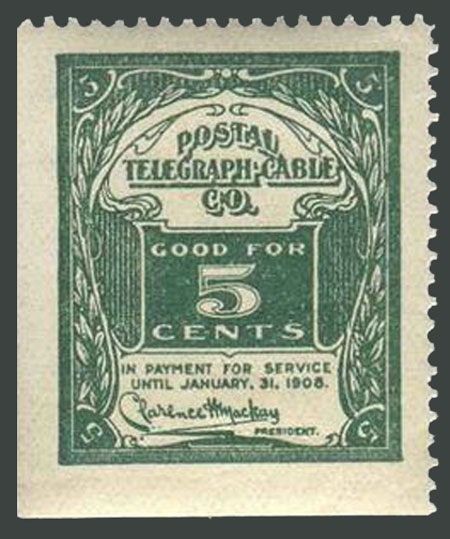 US 1907 Postal Telegraph-Cable Company 'Frank' 5c. Scott. 15T52