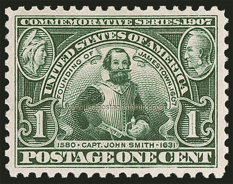 US 1907 Jamestown Exposition 'Captain John Smith (1580-1631)' 1c. Scott. 328