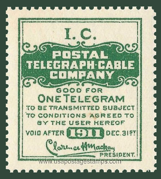 US 1911 Postal Telegraph-Cable Company 'Frank - I.C.' 0c. Barefoot P112a