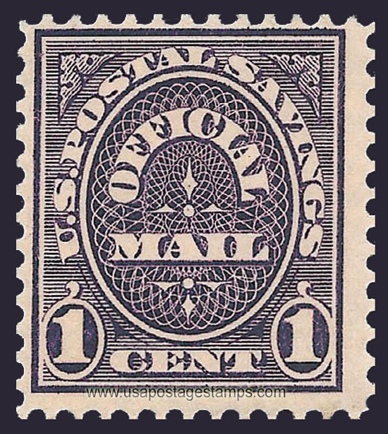 US 1911 Postal Savings Mail 1c. Scott. O124