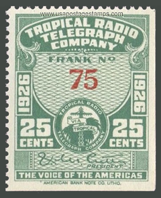 US 1926 Tropical Radio Telegraph Company 'Frank' 25c. Barefoot TR3