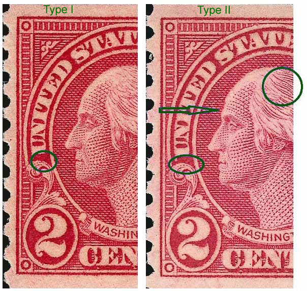 US 1928 George Washington 1c. Scott. 634A ; Difference between Flat Press and Rotary Press stamps