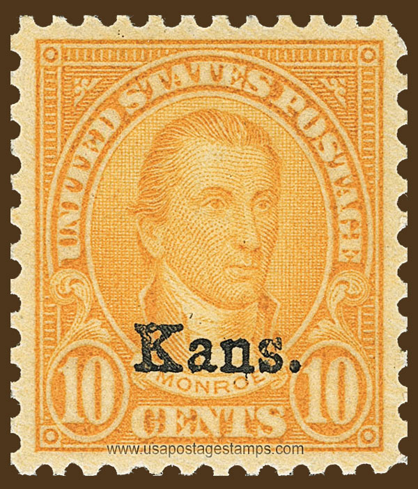 US 1929 James Monroe (1758-1831) Ovpt. 'Kans.' 10c. Scott. 668