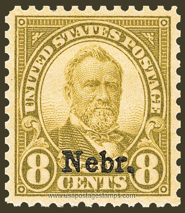 US 1929 Ulysses S. Grant (1822-1885) Ovpt. 'Nebr.' 8c. Scott. 677