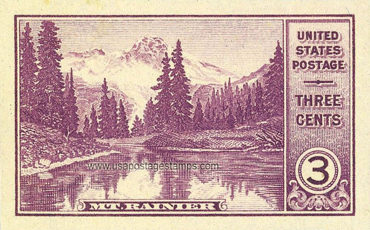 US 1934 APS Stamp Exhibition ; Mount Rainier National Park Imperf. 3c. Scott. 750a