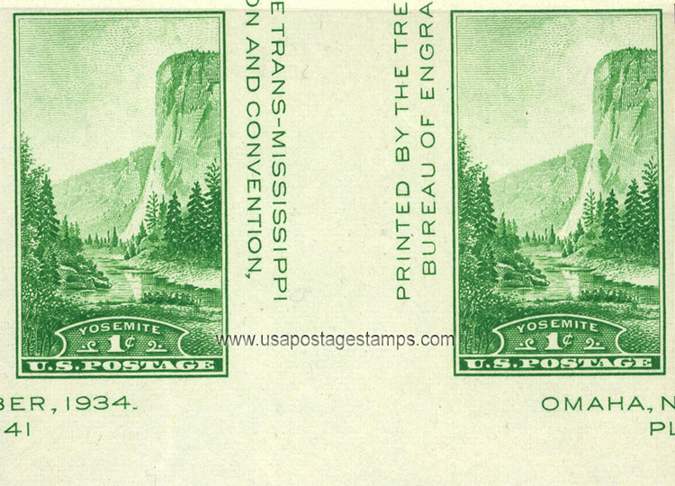 US 1935 Trans-Mississippi Philatelic Exposition ; Yosemite N.P. Imperf. 1c. S/S Scott. 769a