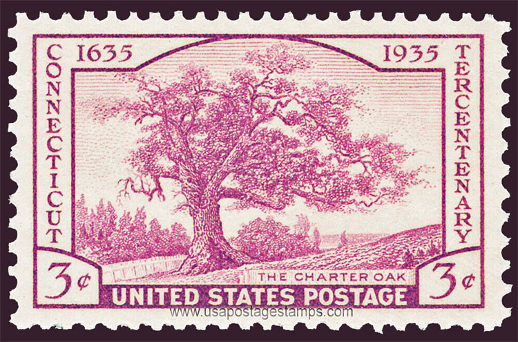 US 1935 Connecticut Tercentenary 'The Charter Oak' 3c. Scott. 772