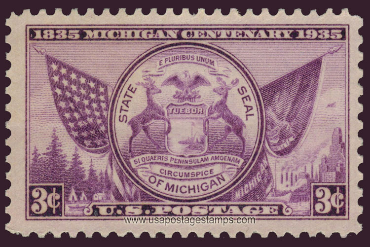 US 1935 Michigan Centenary 'Great Seal' 3c. Scott. 775
