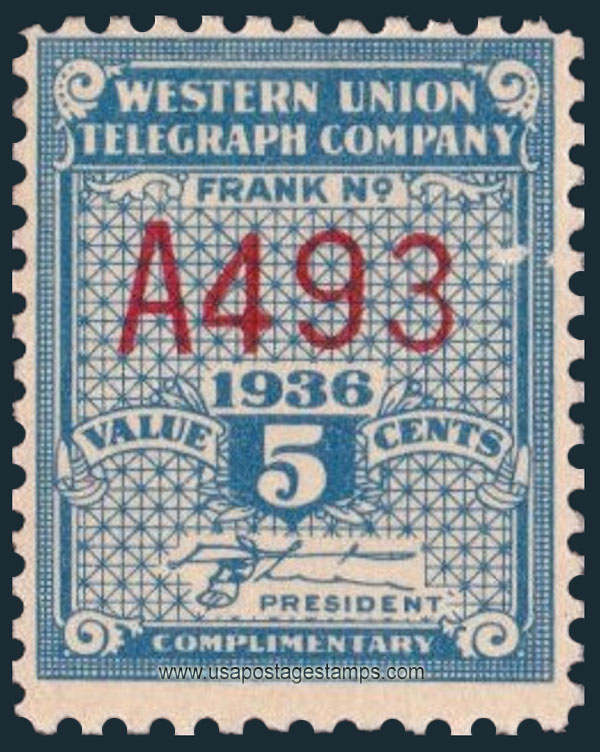 US 1936 Western Union Telegraph Company 'Frank' 5c. Scott. 16T89