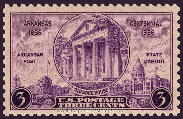 US 1936 Centennial Arkansas Statehood 3c. Scott. 782