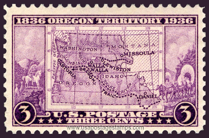 US 1936 Oregon Territory Centennial, Map 3c. Scott. 783
