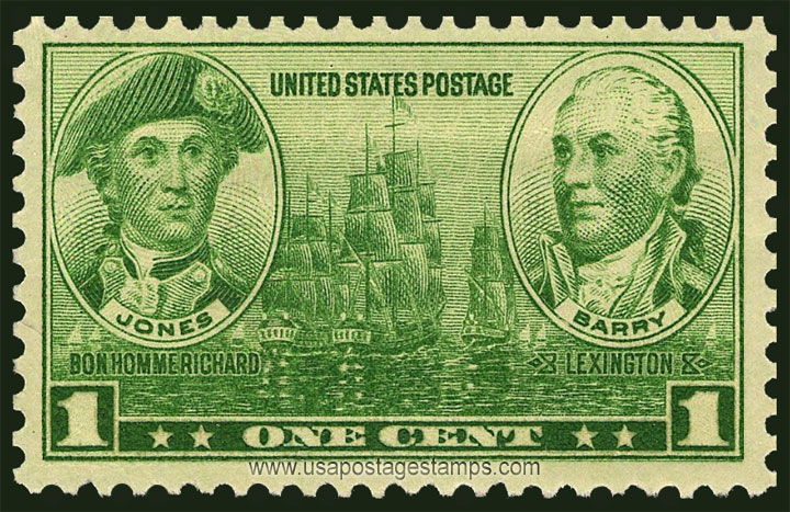 US 1936 Navy Issue ; John Paul Jones and John Barry 1c. Scott. 790