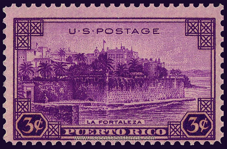 US 1937 La Fortaleza, San Juan, Puerto Rico 3c. Scott. 801
