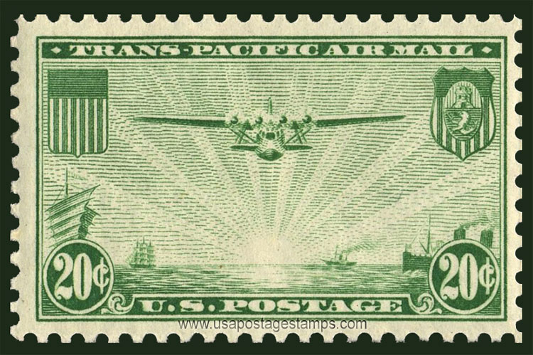 US 1937 'Airmail' Trans-Pacific 'The China Clipper' 20c. Scott. C21