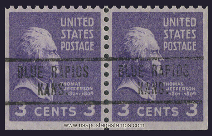 US 1938 Thomas Jefferson (1743-1826) 3c.x2 Michel 414El/Er