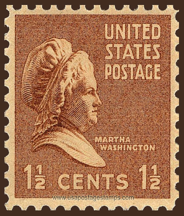US 1938 Martha Dandridge Custis Washington (1731-1802) 1½c. Scott. 805