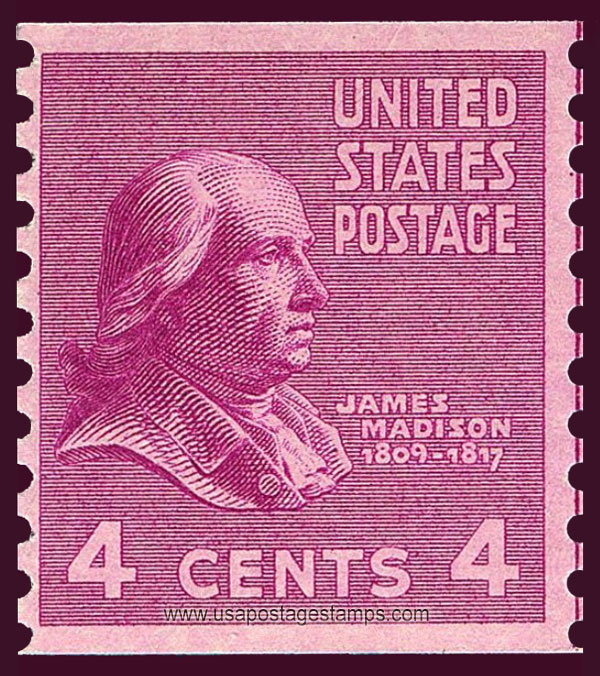 US 1939 James Madison (1751-1836) Coil 4c. Scott. 843