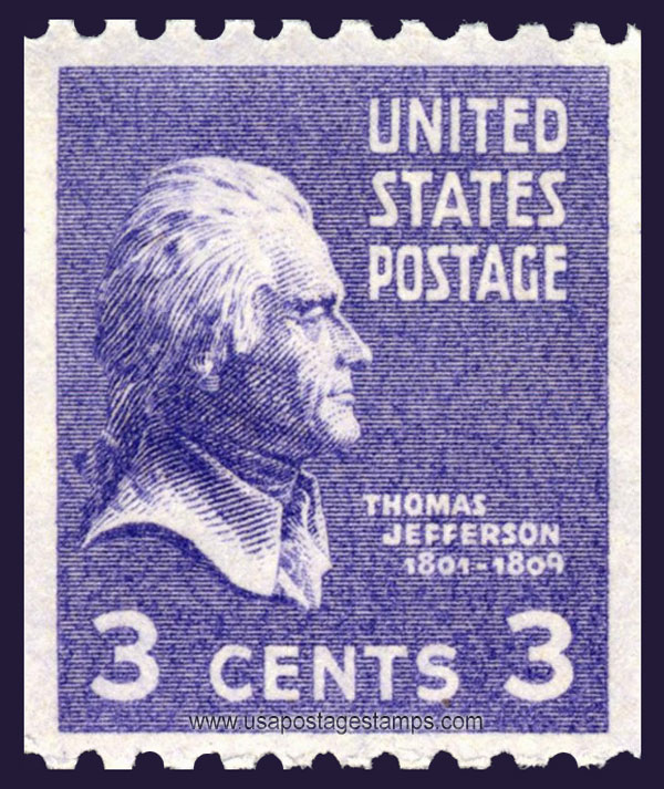 US 1939 Thomas Jefferson (1743-1826) 3c. Coil Scott. 851
