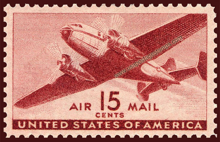 US 1941 'Airmail' The Twin-Motored Transport Plane 15c. Scott. C28