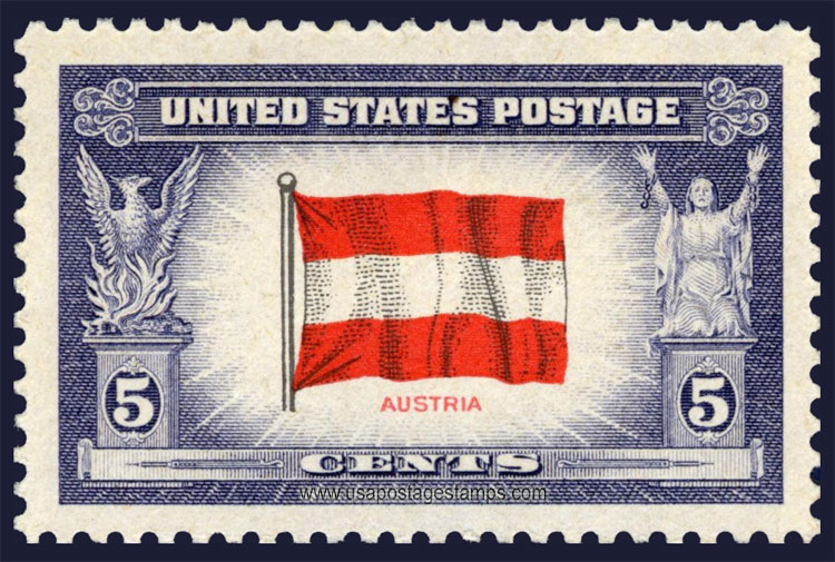 US 1943 Overrun Countries 'Flag of Austria' 5c. Scott. 919