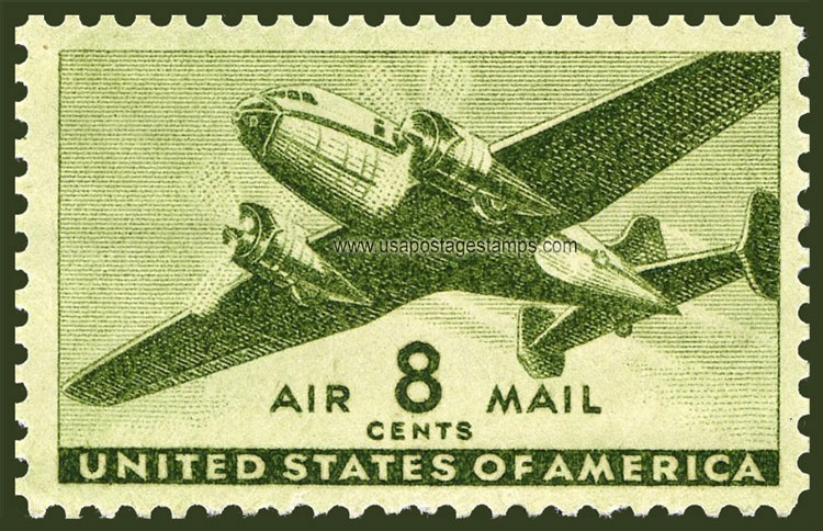 US 1944 'Airmail' The Twin-Motored Transport Plane 8c. Scott. C26