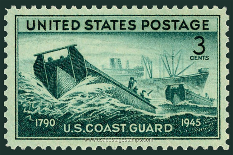 US 1945 Coast Guard Landing Crafts & Supply Ship 3c. Scott. 936