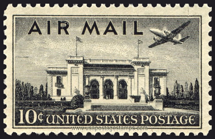 US 1947 'Airmail' Pan American Building, Martin 2-0-2 Plane 10c. Scott. C34