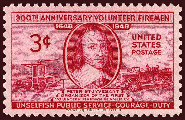 US 1948 300th Anniversary of Volunteer Firemen 3c. Scott. 971