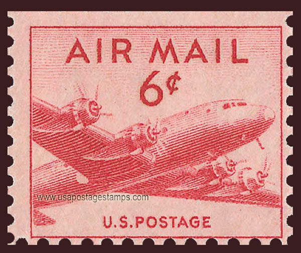 US 1949 'Airmail' DC-4 Skymaster Plane 6c. Michel 553Do