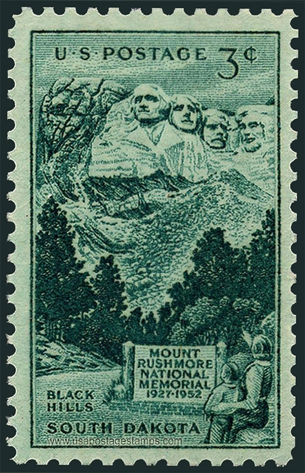 US 1952 Mt. Rushmore National Memorial, South Dakota 3c. Scott. 1011