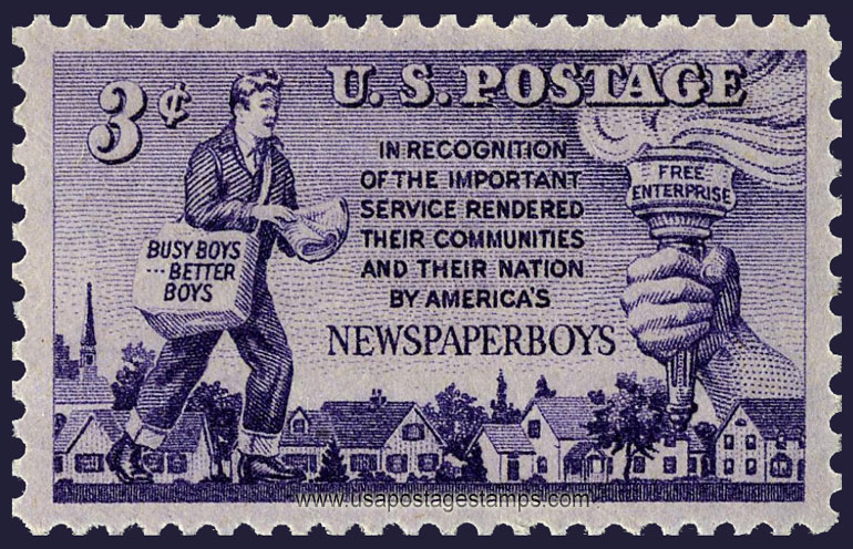 US 1952 Newspaper Boys 3c. Scott. 1015