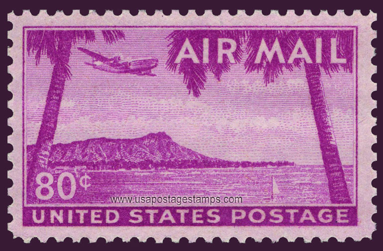 US 1952 'Airmail' Diamond Head, Honolulu, Hawaii 80c. Scott. C46